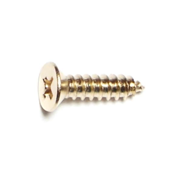 Midwest Fastener Sheet Metal Screw, #10 x 3/4 in, Brass Plated Steel Flat Head Phillips Drive, 40 PK 64131 - main